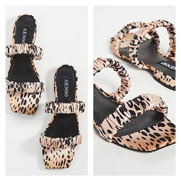 Senso Harley II Leopard Satin Slides size 7 Square Toe Animal Jungle Size 37 - Picture 1 of 10